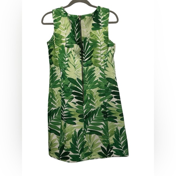 Julian Taylor New York Green Leaf Print Sleeveless Dress Size 6 - Picture 3 of 12